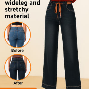 Large size loose high waist wide leg pants women stretch elastic wide leg pants casual pants