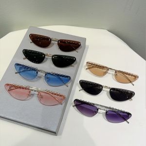 CANICECA Rimless Design Women Rimless Sunglasses Retro Triangle Shape Triangle Sunglasses Trendy Pearl Decor Cat Eye Sunglasses