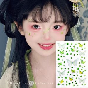 ✨ Face Sticker/Water Gel Sticker/Face Patch/Makeup Sticker/Self-adhesive Sticker Visual Effect/Gauze/Luxury Makeup Gauze/Thin Fit/Love Luxury Makeup/Exquisite/Super Sparkle Aurora Butterfly Gauze Face Sticker