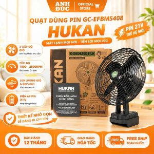Quạt Dùng Pin HUKAN GC-EFBM5408 Điện Áp 21V 2 Cấp Độ GióLồng Quạt Kim Loại 8Inch Chân Pin Phổ Thông Dễ Sử Dụng