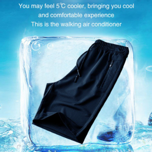 Mens thin ice silk fiveminute pants quickdrying casual sweatpants