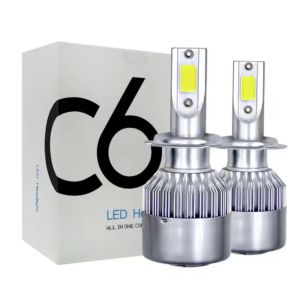 1คู่ ไฟหน้ารถยนต์ C6 LED แสงสีขาว H4 H7 H8 H9 H11 9005 9006 36W 6000K