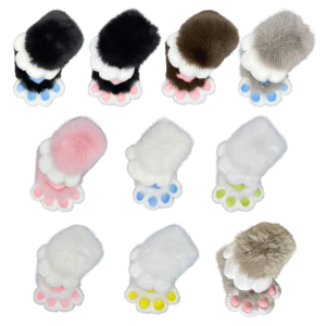 Faux Furs Plush Cats Claw Gloves Fursuit Animal Foxes Paws Mittens Halloween Cosplay Costume Accessories Adult Kids