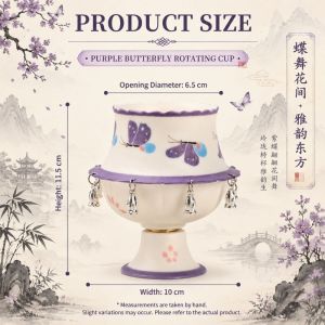 NEXTYOO Phong cách men dưới lớp men. Cốc Chim Bay Xoay Trang trí bàn Gốm sứ Cốc vẽ tay Quà tặng Có chuông Cốc quay Những người yêu trà