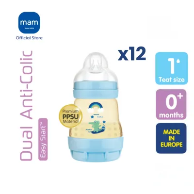 [Bundle Of 12] MAM Dual Anti-Colic PPSU Baby Bottle (160ml x 12)
