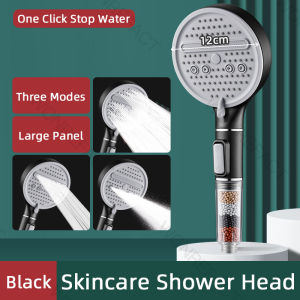 3 Modes High Pressure SPA Shower Head Water Saving Handheld Rainfall Bathroom Accessory Anion Filter Shower