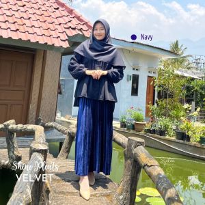Rok Plisket Jumbo Velvet Bludru Muslimah - By Syalna