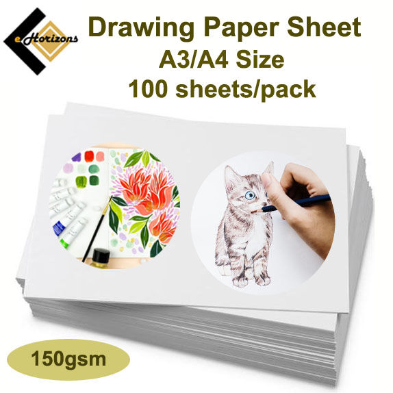 A4 160gsm/A3 150gsm White Drawing Paper Sheet Art & Craft Paper
