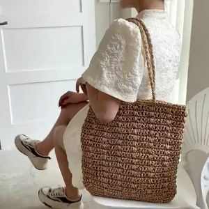 Yogodlns Summer ided Straw Women Handmade Woven Totes Bag Bohemia Style Beach Shoulder Bags