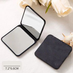 Mini Square Makeup Mirror Portable Double-Sided Vanity Mirror Cosmetic Vanity Foldable Pocket Mirror (Blue/Black/White/Pink)