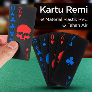 Kartu Poker Remi Plastik Waterproof Black Diamond & Gold