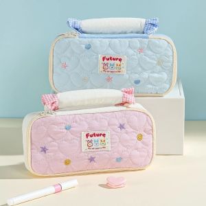 MMLUCK Ngôi sao Hộp bút chì Bunny Dots In họa tiết Y2K Thỏ Túi đựng văn phòng phẩm bằng vải Túi đựng mỹ phẩm Bộ nhớ máy tính để bàn Túi đựng bút chì hoạt hình Giá đỡ văn phòng phẩm