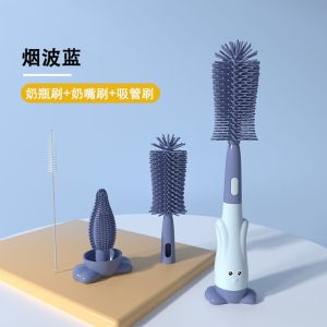 MM SBY Sikat Botol Silikon Penyikat Pembersih Penyuci Botol Susu Bayi Dapat Memutar 360 Derajat Bersih Dot Baby Set 3 in 1 Bottle Nipple Straw Silicone Brush Multifungsi BPA FREE