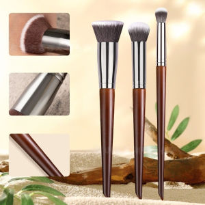 Foundation Concealer Brush Set Angled Round Makeup Blending Soft Bristles Face Beauty Tools 3pcs