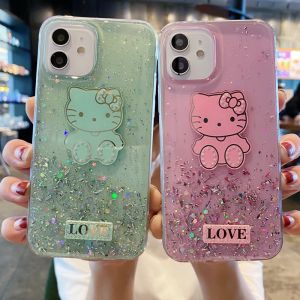 KONSMART Casing For OPPO Reno 6 5G 4G Reno6 Z 5G 2021 New Cute Cartoon Hello Kitty Bling Glitter Star Space Phone Case For OPPO Reno6 Pro 5G 2021 Soft TPU Back Cover