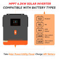 PowMr 6.2kw On-Grid/Off-Grid Hybrid Inverter 48Vdc 230VAC PV Panel Input 500vdc Pure Sine Wave Solar Inverter Built in 120A MPPT Solar Controller One-click Repair Function. 