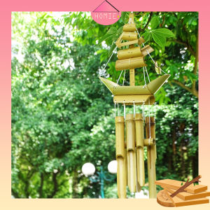 Chuông gió tre hình thuyền trang trí nhẹ nhàng