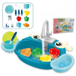 🌟Electric Dishwashing Sink Toy Safe Eco-Friendly/Water Circulation/Automatic Water Cycle Animal Shape/Educational Toy Manual Skills/Electric Dishwashing Table/Sink Toy/Kitchen Bathtub For Kids