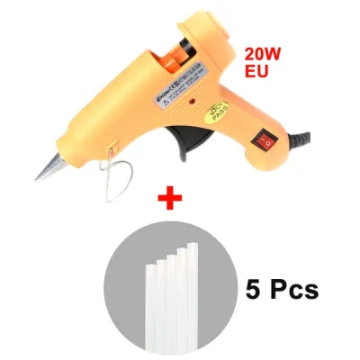 [Free 5Pcs Glue Sticks] 20W Hot Melt Glue Gun US/EU Electric Heat Temperature Gun Mini Industrial Household Repair Tool