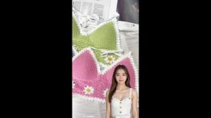 Crochet Swimwear Women Colorful Knitted Swimsuit Hawaiian Halter Top Beach Top Swimming Outfit
