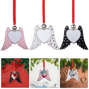 Heart Shape Sublimation Pendant Trays Picture Blank Pendant Angle Wing Shape Blank Charm Christmas Party Decoration DIY