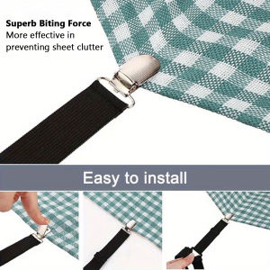 BedSheet Fastener Clips Keep Sheets Tight Smooth Secure All Night High Quality No More Wrinkles Sleep Better Adjustable Durable Heavy Duty Elastic Straps Fits Most Beds Queen King More 6 and 4 Point