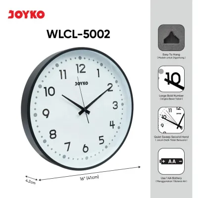 Jam Dinding JOYKO Sweep Movement WLCL-5002 / Wall Clock Elegan Premium QUARTZ