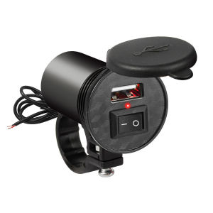 Local PD+QC3.0 Motorcycle USB Fast Charger 60W Dual USB Socket Holder with Switch Voltmeter Waterproof 12V Power Supply Adapter