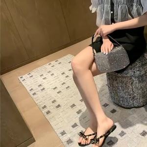 [Free Shipping] 2026 New Transparent Jelly Shoes Hollow Crystal Single Shoes Square Toe Niche Comfortable Shallow Flat Hole Shoes