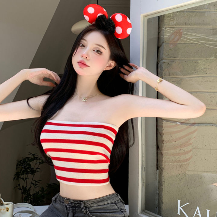 Women Tube Top Strapless Crop Top Sleeveless Bandeau Top Outfit Girl Tube  Top for Summer