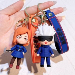 Jujutsu Kaisen Anime Gojo Satoru Action Figure Cute Keychain Kawaii Doll Cosplay Keyrings for Bag Pendant Key Holder Accessories