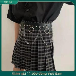 QK FA ✨ Dây Xích vòng tròn kim loại giả da thắt lưng Tua Rua Phụ Kiện Cơ thể Phong Cách Gothic Punk