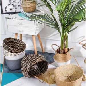 Homlly Handmade Belly Decorative Basket for Storage Plant Pot (Model B)