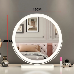 Large desktop makeup mirror with LED lights high-definition rechargeable crystal vanity mirror