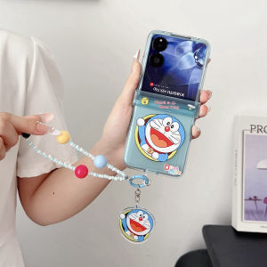 For 2026 Samsung Z Flip 8 Z Flip 7 Z Flip 6 Z Flip 5 4 Case Folding screen mobile phone case painted cartoon cute dachshund three-piece PC hard case With hinge With bracelet pend