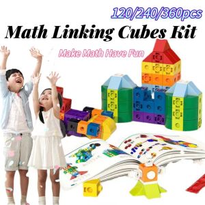 SG Seller| 120/240/360pcs Math Cubes Building Blocks Activity Cards Number Blocks Counting Toys Snap Linking Cube Math Counters