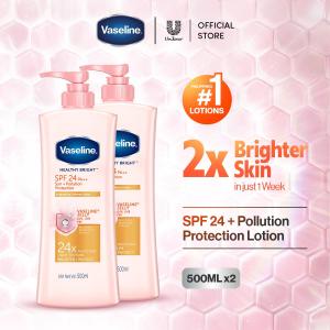 [BUNDLE OF 2] Vaseline Healthy Bright SPF24 Sun+Pollution Protection 500ml - For Pollution Protected Skin