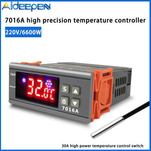 Aideepen 7016A Digital Temperature Controller 30A High-Power Switch 12V/360W/24V/720W/220V/6600W ℃ ℉ Display Heating Cooling NTC Sensor Temp Control Thermostat for Freezer Fridge Hatching