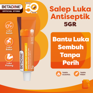 BETADINE OINTMENT Salep Luka Antiseptik - Obat Luka Bakar Tergores & Terpotong Luka Sunat Mempercepat Penyembuhan | Obat Luka Tanpa Alkohol Tanpa Perih | Obat P3K Keluarga