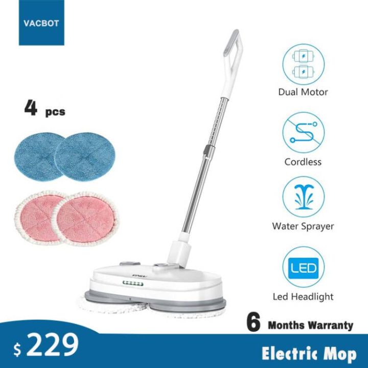 VACBOT VMAI Electric Mop, Cordless Electric Spin Mop, Hardwood Floor ...