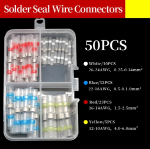 ท่อหดกันน้ำ + ข้อต่อตะกั่ว (50/100ชิ้น) #เลือกขนาด สีแดง สีน้ำเงิน สีเหลือง ท่อหด หุ้มสายไฟ ข้อต่อ ต่อสายไฟ เชื่อมสายไฟ ท่อหดใส ท่อหดหุ้มสายไฟ ท่อหดใส ท่อหด ตะกั่ว ท่อหดหุ้มฉนวนสายไฟ ท่อหดกันน้ำมีตะกั่ว