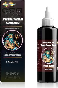 POSEIDON Professional Black Tattoo Ink - 8 fl oz (240ml) Bottle Intense Vegan Professional Grade Ink for Real Skin Outlining Shading & Packing Tattoo Supplies for Artists & Beginners
