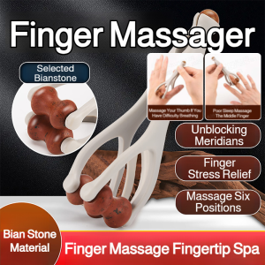 Solid Wood Finger Massager Hand Meridian Unblocking Finger Lengthening Finger Scraping Artifact Bian Stone Roller Massage Clip Meridian Release and Pressure Relief 原木手指按摩器
