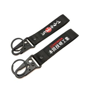 Motorcycle Culture Keychain Nylon Fabric Double Sided Printed Key Tag for Motorbike Car Scooter