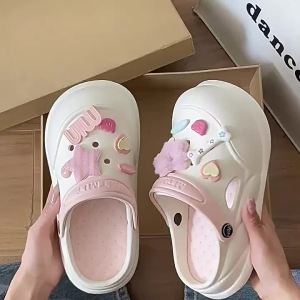 [Free Shipping] Detachable Height-Increasing EVA Thick-Soled Slip-On Sandals For Women Summer 2025 New Collection Featuring A Cute Dessert-Themed Cartoon Design
