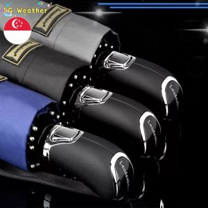 (SG Seller) Leodauknow Ten-Bone Three-Fold Automatic Umbrella Mens Business Sun Protection Umbrellas Plus Size Windproof 10 Ribs Folding Umbrellas Big Size Umbrella