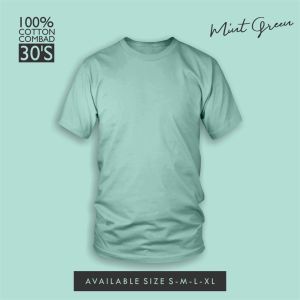Tee Anak Cotton Combed 30S Warna Hijau Mint Lengan Pendek Ukuran S-XL