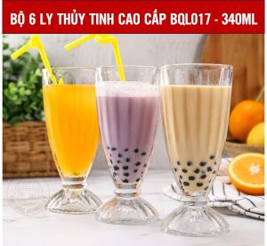 BỘ 6 LY THỦY TINH CAO CẤP TRONG SUỐT BQL017 - DUNG TÍCH 340ML