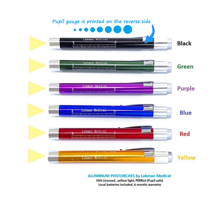 LM Medical Aluminum Pentorch / pen torch light , soft amber beam safe