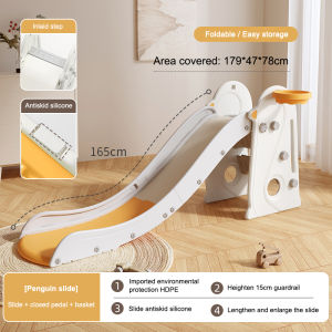 Cầu trượt nhựa máng dài 165cm kết hợp bóng rổ Babyviva